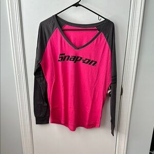 Snap-on Pink and Black Long Sleeve Shirt